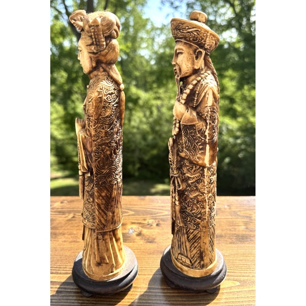 Chinese Emperor Empress Figurines Set Resin Asian Oriental Statues 10" - Picture 8 of 10